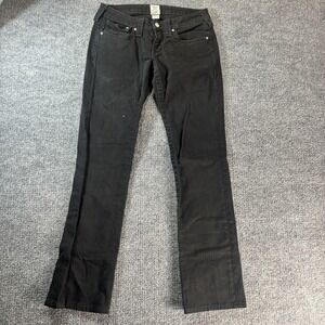 True Religion Disco Billy Jeans Womens 28 Black Dark Wash Bootcut 29x28 USA